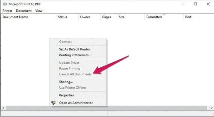 Hướng dẫn Xóa Lệnh In Trên Máy Tính (Windows & macOS) 17 chọn tính năng "Cancel All Documents" xóa lệnh in trên máy tính