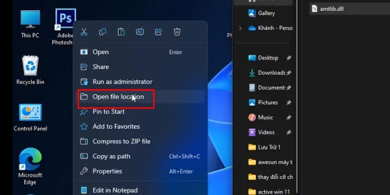 Tải Photoshop CS6: Hướng dẫn Tải và Cài đặt Chi Tiết 19 kích vào icon photoshop cs6 và bấm chuột phải chọn như hình