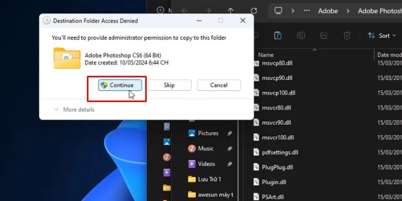 Tải Photoshop CS6: Hướng dẫn Tải và Cài đặt Chi Tiết 22 continue để tiếp tục và hoàn thành cài đặt và kích hoạt