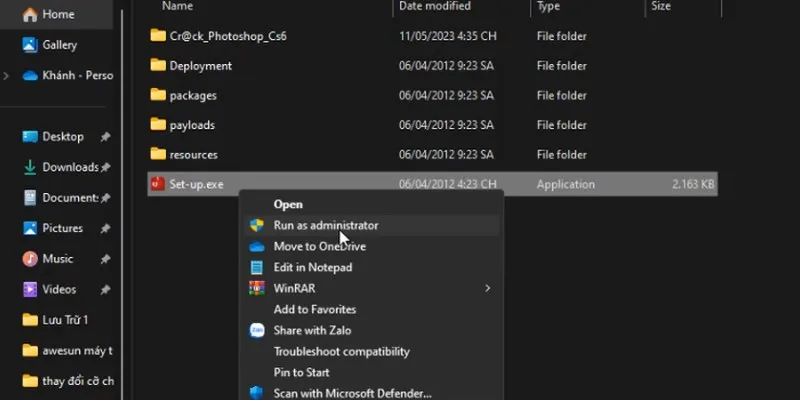 Tải Photoshop CS6: Hướng dẫn Tải và Cài đặt Chi Tiết 11 chạy run as admin