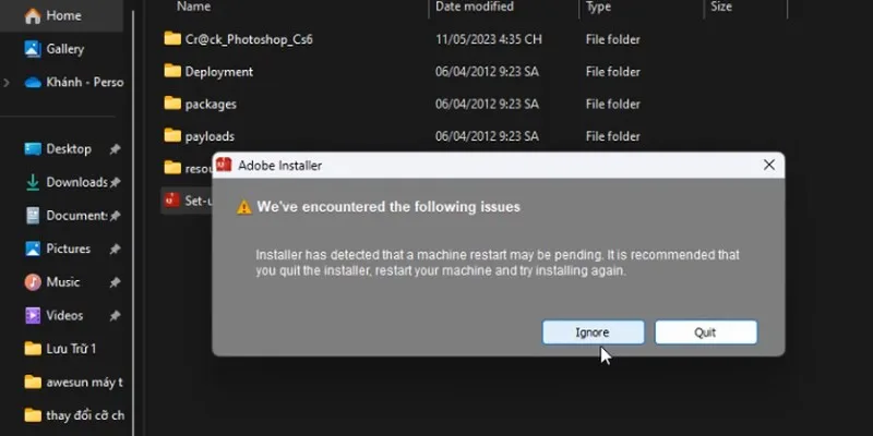 Tải Photoshop CS6: Hướng dẫn Tải và Cài đặt Chi Tiết 12 chọn Ignore
