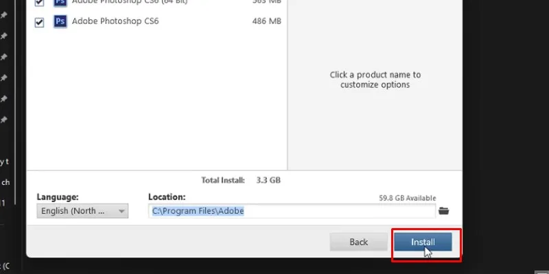 Tải Photoshop CS6: Hướng dẫn Tải và Cài đặt Chi Tiết 15 Chọn Install (bắt đầu cài đặt)