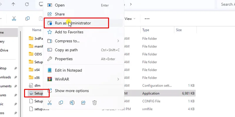 chuột phải file setup và chọn run as admin