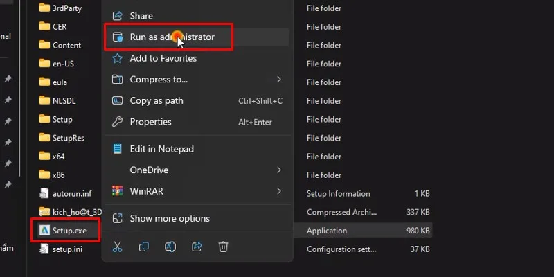 3Ds Max 2018 Hướng dẫn cài đặt miễn phí 11 chuột phải vào Setup và chọn Run admin
