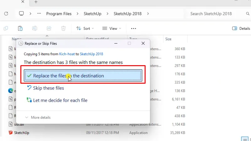 Bấm Replace như hình