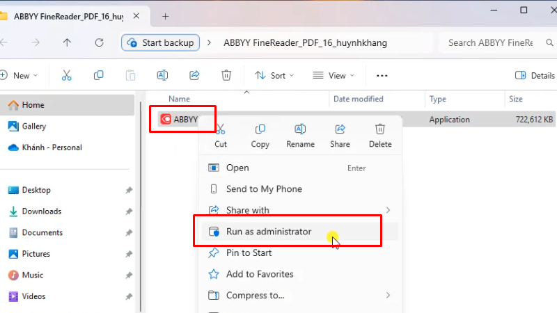 Chạy file cài đặt bằng quyền Admin