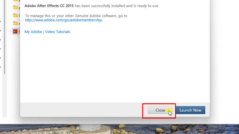 Tải Adobe After Effects 2015 - Hướng dẫn chi tiết 9 Bấm Close