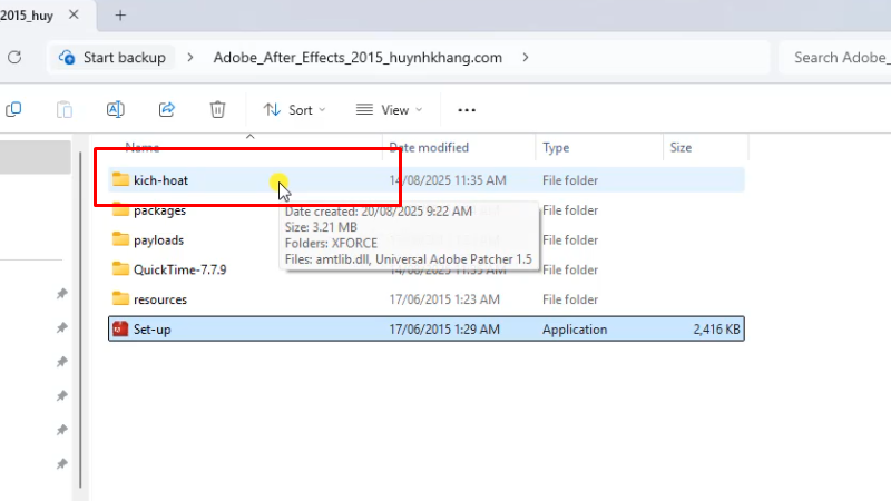 Tải Adobe After Effects 2015 - Hướng dẫn chi tiết 10 Vào thư mục kich-hoat