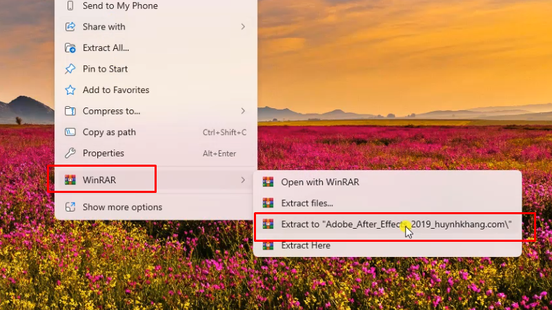 Giải nén phần mềm Adobe After Effects 2019