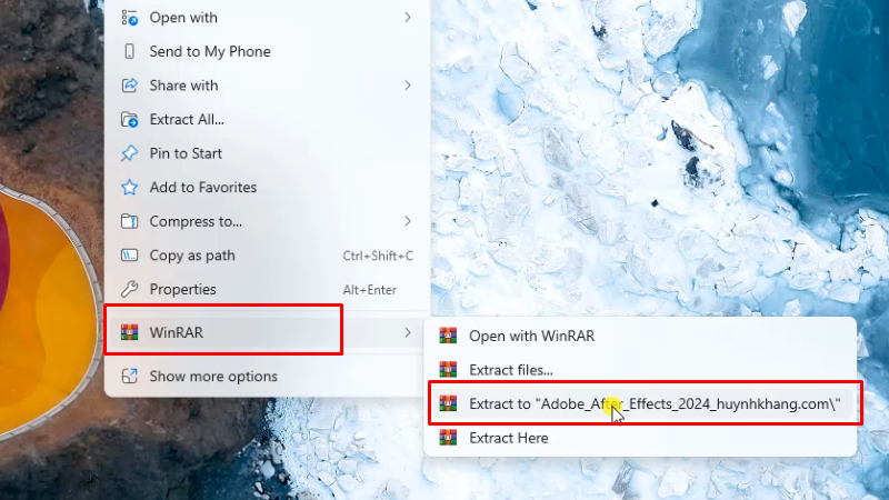 Giải nén phần mềm Adobe After Effects 2024