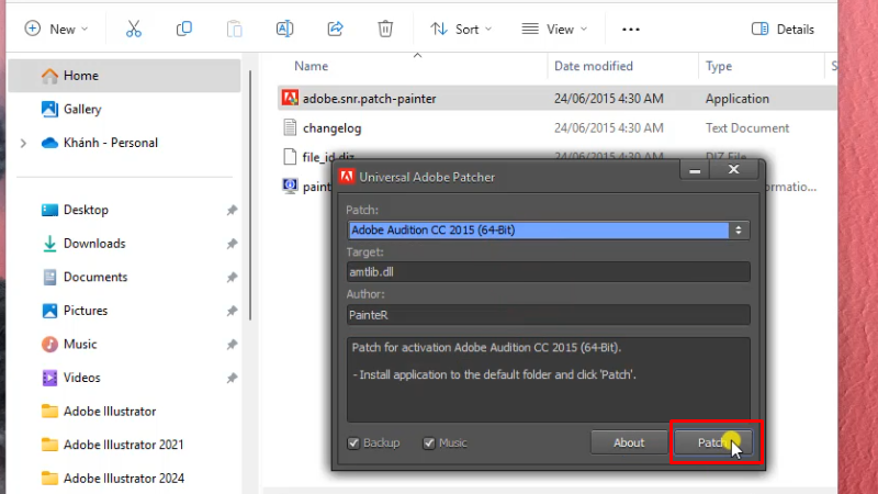 Adobe Audition 2015: Hướng dẫn cài đặt chi tiết 23 Bấm Patch