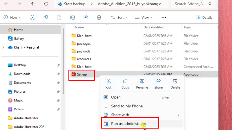 Adobe Audition 2015: Hướng dẫn cài đặt chi tiết 11 Chạy file cài đặt bằng quyền Admin