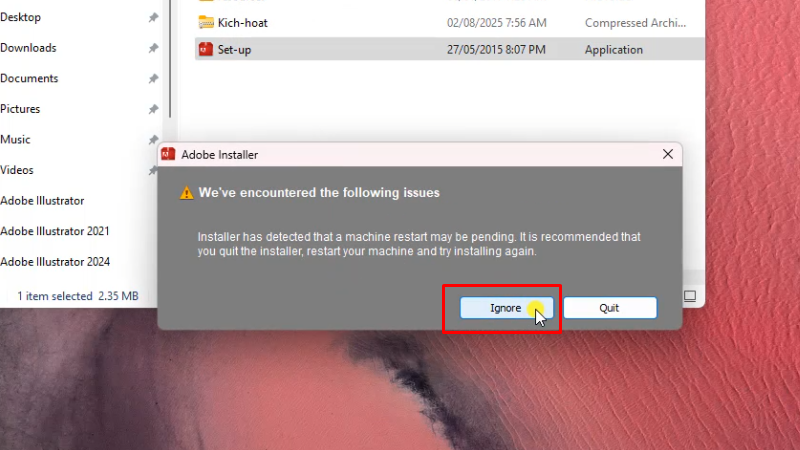 Adobe Audition 2015: Hướng dẫn cài đặt chi tiết 12 Bấm Ignore như hình