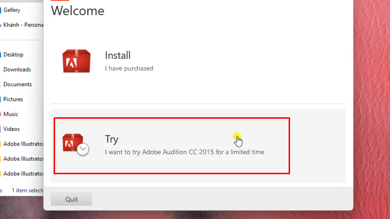 Adobe Audition 2015: Hướng dẫn cài đặt chi tiết 13 Bấm TRY