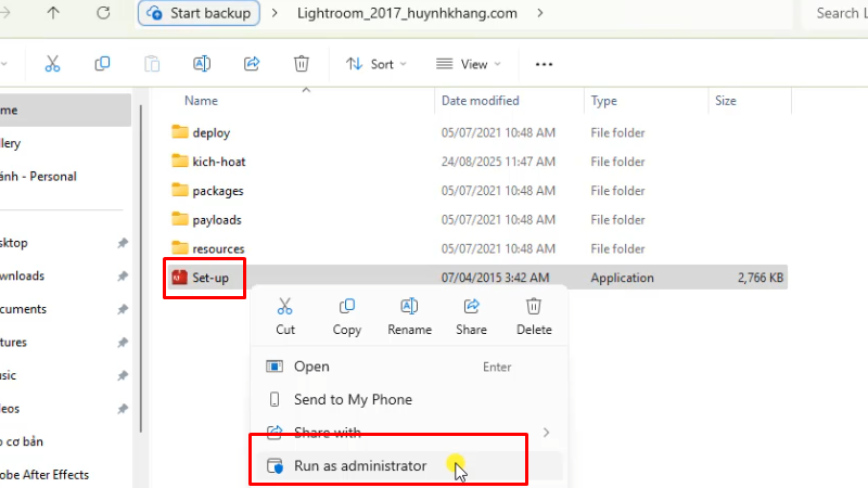 Tải Lightroom 2017: Hướng Dẫn Cài chi tiết 36 Chạy file Setup bằng quyền Admin