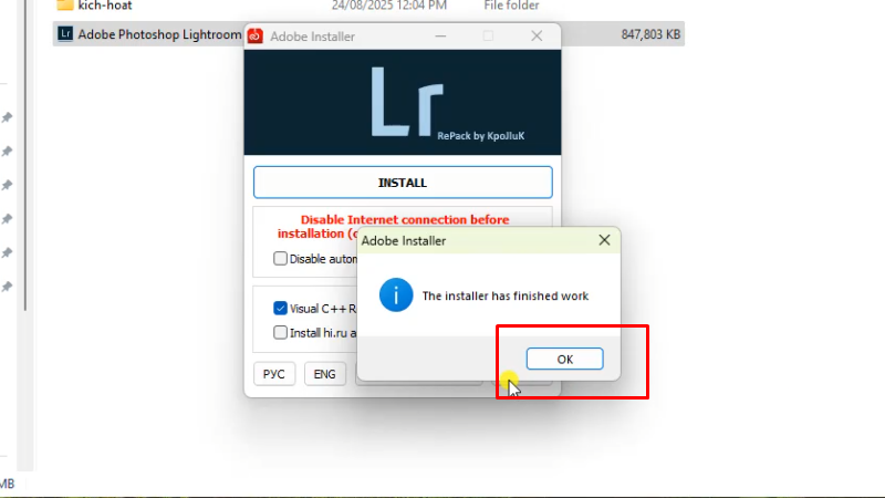 Adobe Lightroom 2019: Hướng dẫn chi tiết & Tải xuống 30 Bấm OK hoàn thành cài đặt và kích hoạt