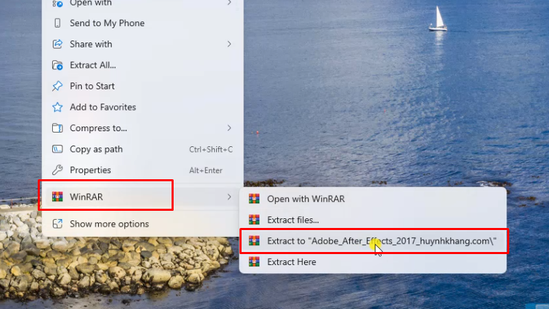 Giải nén phần mềm Adobe After Effects 2017
