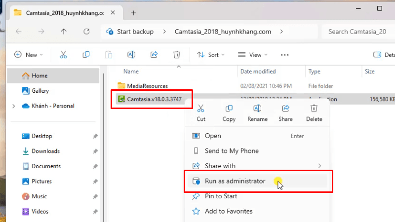 Cài đặt Camtasia 2018: Hướng dẫn chi tiết từ A-Z 11 Chạy file cài đặt bằng quyền Admin