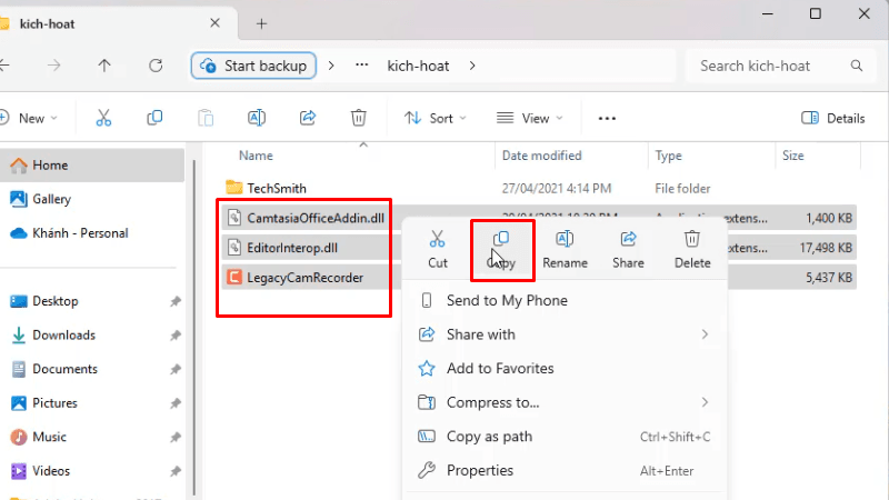 Copy 3 file như hình