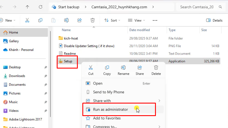 Camtasia 2022: Đơn giản và nhanh chóng nhất 11 Chạy file cài đặt bằng quyền Admin
