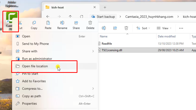 Camtasia 2023: Cách cài đặt miễn phí 20 Chuột phải app camtasia 2023 chọn Ope file location