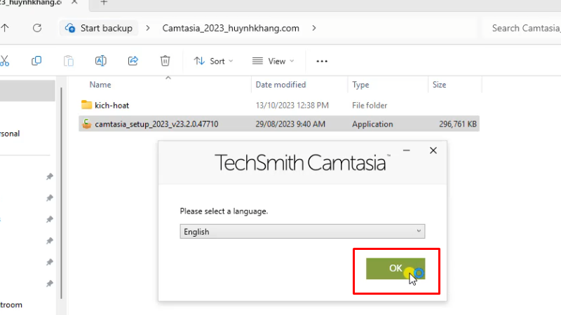 Camtasia 2023: Cách cài đặt miễn phí 12 Bấm OK