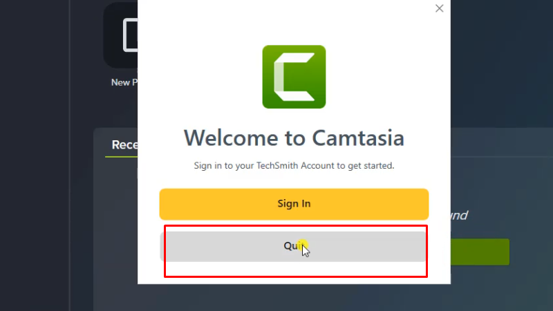 Camtasia 2023: Cách cài đặt miễn phí 16 Bấm Quit