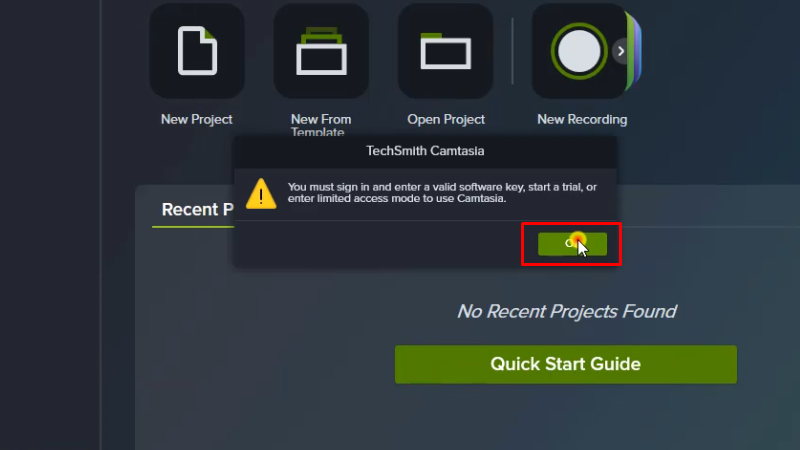 Camtasia 2023: Cách cài đặt miễn phí 17 Bấm ok