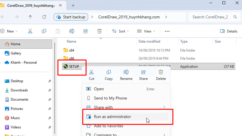 CorelDRAW 2019: Hướng dẫn chi tiết cài đặt 11 Chạy file cài đặt bằng quyền Admin