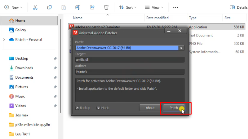 Dreamweaver 2017 Cách cài đặt chi tiết 21 ấm Patch