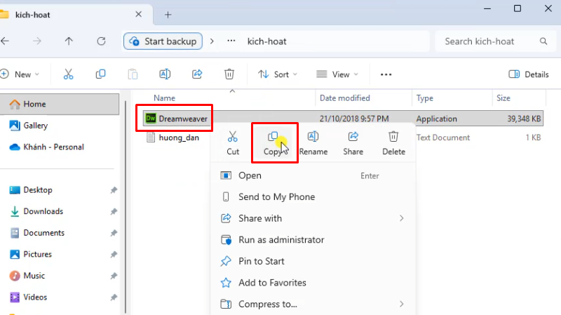 Dreamweaver 2019: Hướng Dẫn Đơn Giản Chi Tiết 14 Copy file Dreamweaver như hình