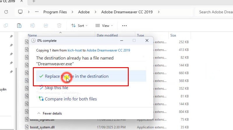 Dreamweaver 2019: Hướng Dẫn Đơn Giản Chi Tiết 17 Chọn Replace the file...