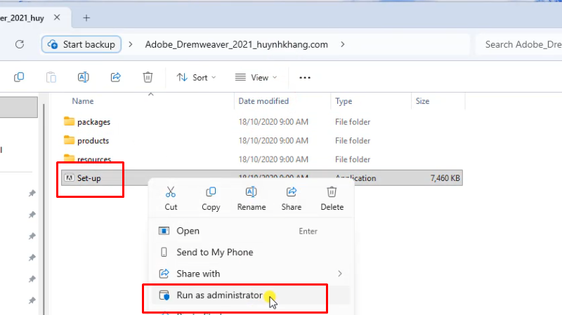 Dreamweaver 2021: Hướng Dẫn Cài Đặt Chi Tiết 10 Chạy file cài đặt bằng quyền Admin