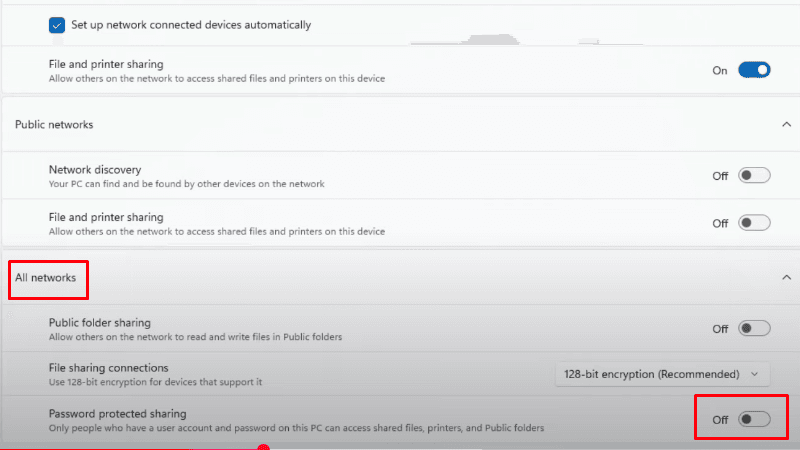 Password protected sharing