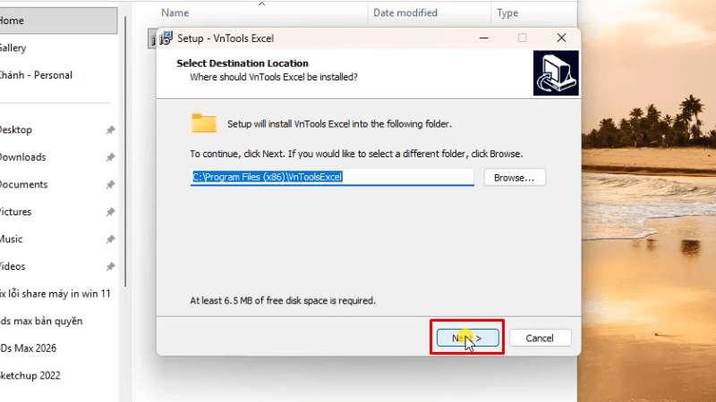 VnTools Excel 2016: Hướng Dẫn Chi Tiết Cài Đặt và Sử Dụng 13 Bấm Next