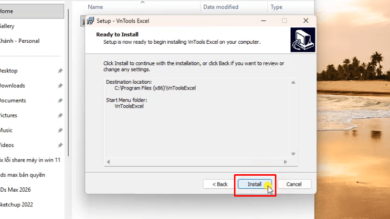 VnTools Excel 2016: Hướng Dẫn Chi Tiết Cài Đặt và Sử Dụng 15 Bấm Install