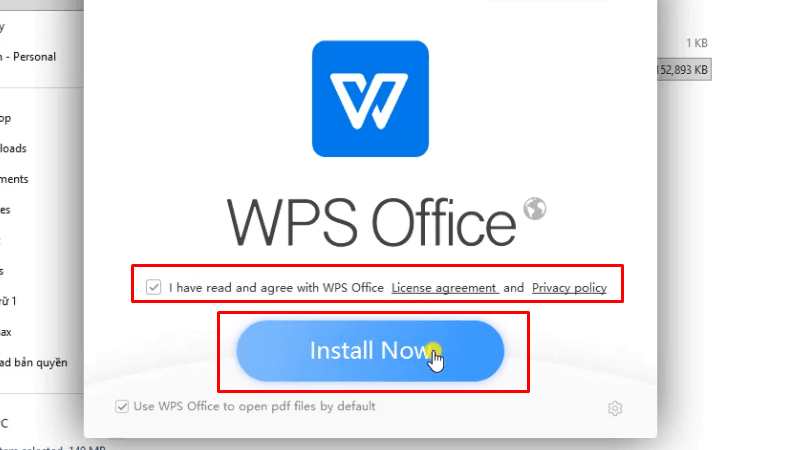 WPS Office 2020: Hướng Dẫn Cài Đặt Chi Tiết 13 Tích như hình và bấm Install Now