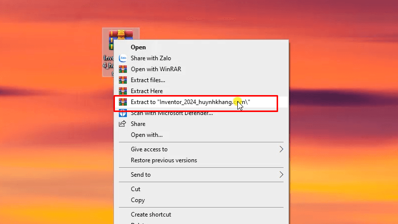 Giải nén phần mềm Inventor 2024
