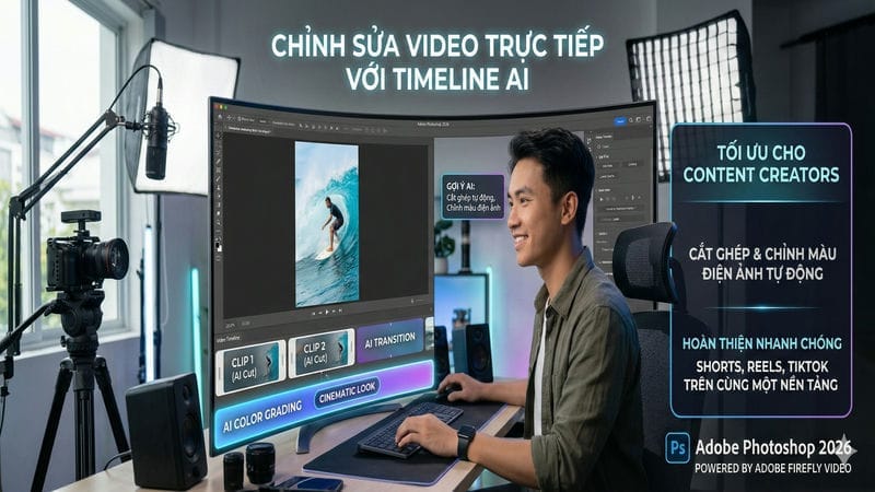 Chỉnh sửa video trực tiếp với timeline AI
