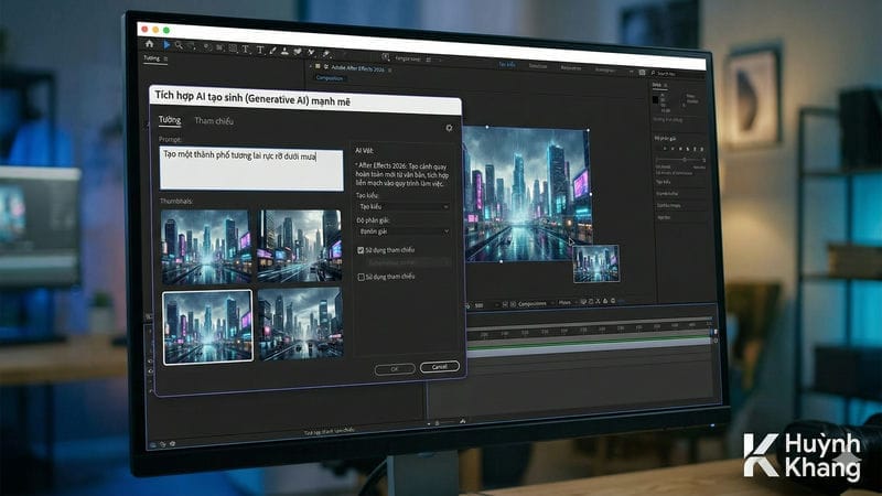 Khám Phá Tính Năng After Effects 2026 Đột Phá 11 Tích hợp AI tạo sinh (Generative AI) mạnh mẽ