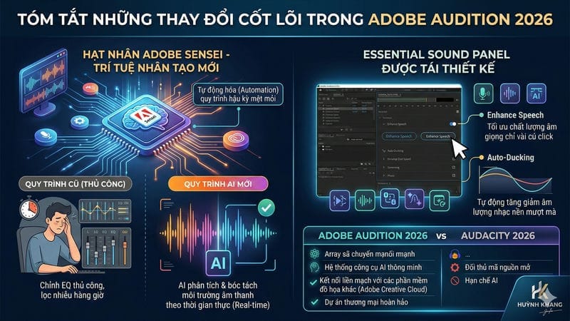 Adobe Audition 2026: Đỉnh Cao Xử Lý Âm Thanh AI Chuyên Nghiệp 11 Tóm tắt những thay đổi cốt lõi trong phiên bản 2026