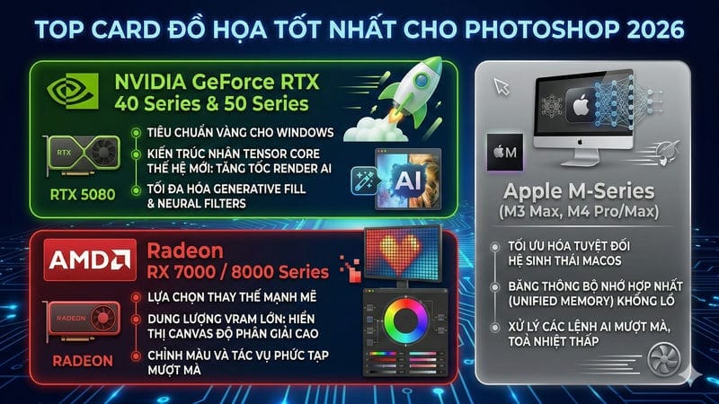 Top card đồ họa tốt nhất cho Photoshop 2026: