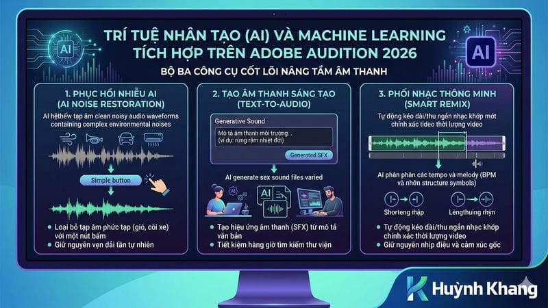 Adobe Audition 2026: Đỉnh Cao Xử Lý Âm Thanh AI Chuyên Nghiệp 14 Trí tuệ nhân tạo (AI) và Machine Learning tích hợp