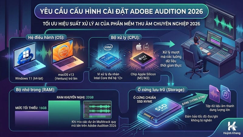Adobe Audition 2026: Đỉnh Cao Xử Lý Âm Thanh AI Chuyên Nghiệp 22 Yêu cầu cấu hình cài đặt Adobe Audition 2026