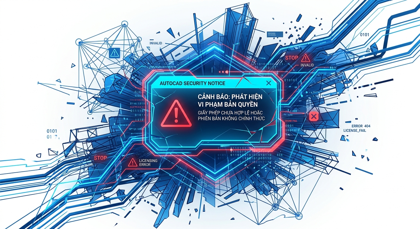 Dấu hiệu và thông báo khi AutoCAD phát hiện vi phạm bản quyền