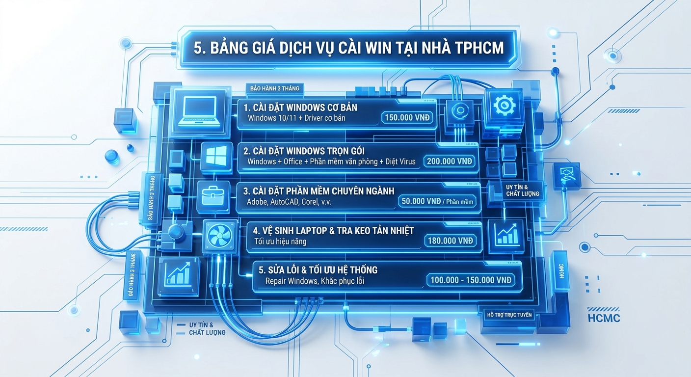 Cài Win Tại Nhà: TPHCM: Dịch Vụ Uy Tín, Nhanh Chóng, Chuyên Nghiệp 14 5. Bảng giá dịch vụ cài win tại nhà TPHCM