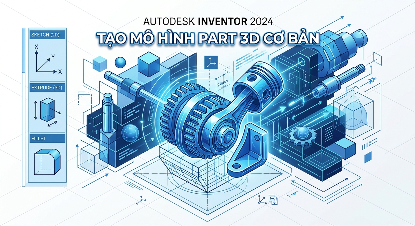 Hướng Dẫn Inventor 2024 Cơ: bản: Bắt đầu thiết kế 3D hiệu quả 12 Tạo mô hình Part 3D cơ bản trong Inventor 2024