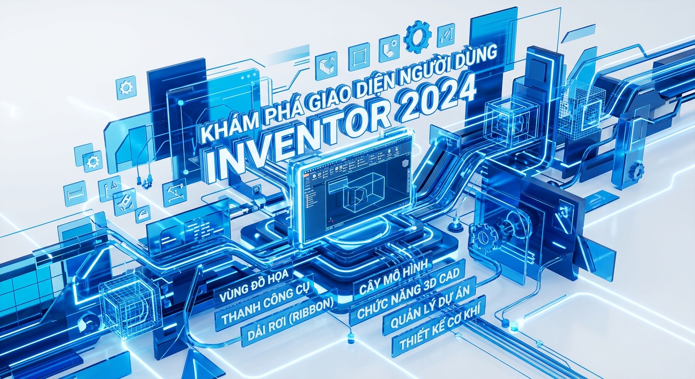Hướng Dẫn Inventor 2024 Cơ: bản: Bắt đầu thiết kế 3D dễ dàng 12 Khám phá giao diện người dùng Inventor 2024