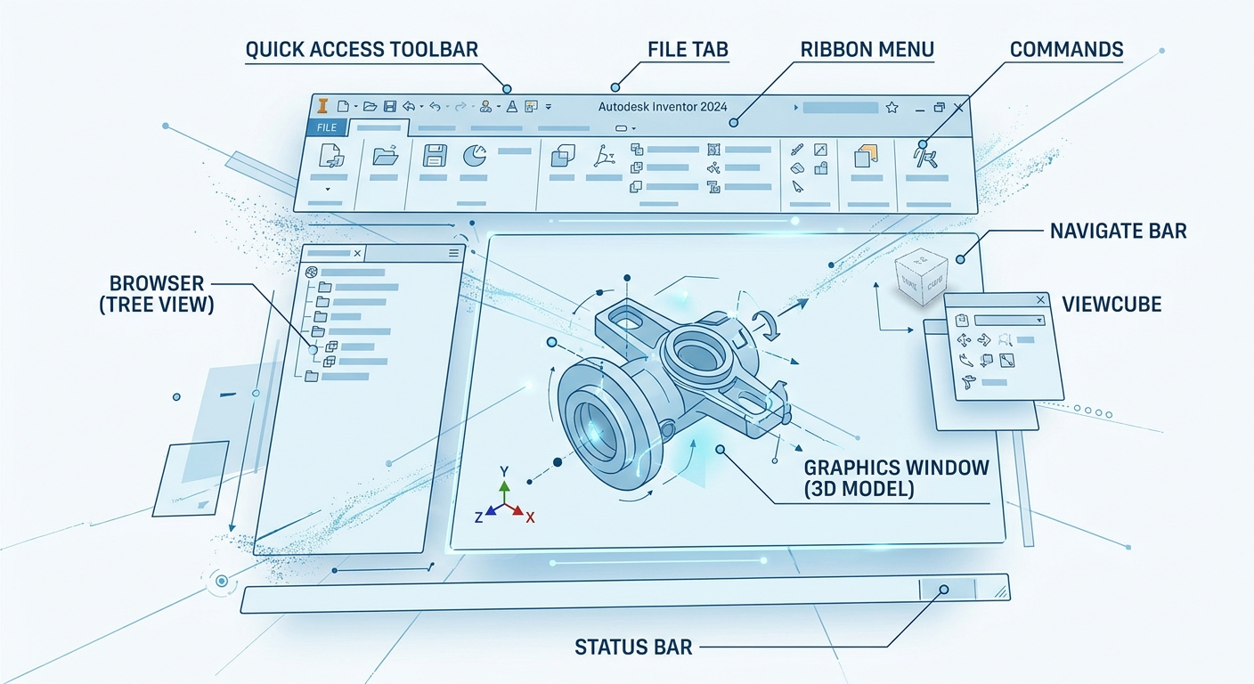 Hướng Dẫn Inventor 2024 Cơ: bản: Bắt đầu thiết kế 3D hiệu quả 10 Làm quen với giao diện người dùng Inventor 2024
