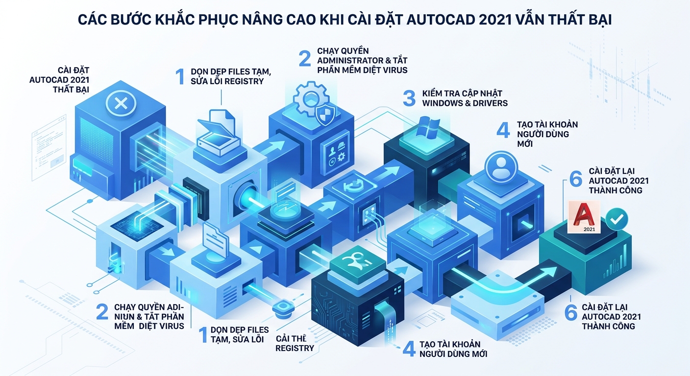 Sửa Lỗi Cài Đặt AutoCAD 2021 Failed: Hướng Dẫn Chi Tiết 12 Các bước khắc phục nâng cao khi cài đặt AutoCAD 2021 vẫn thất bại